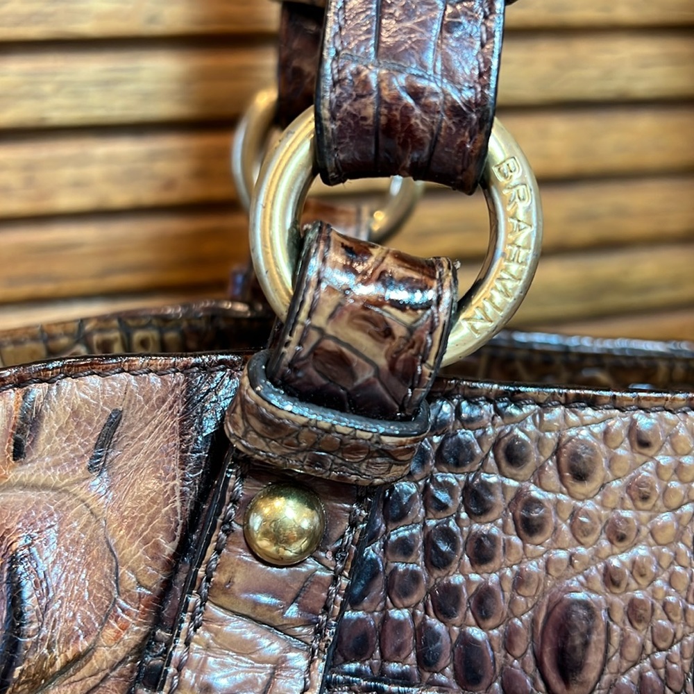 Brahmin Colette Melbourne croc embossed leather in pecan brown shoulder bag - Picture 4 of 17